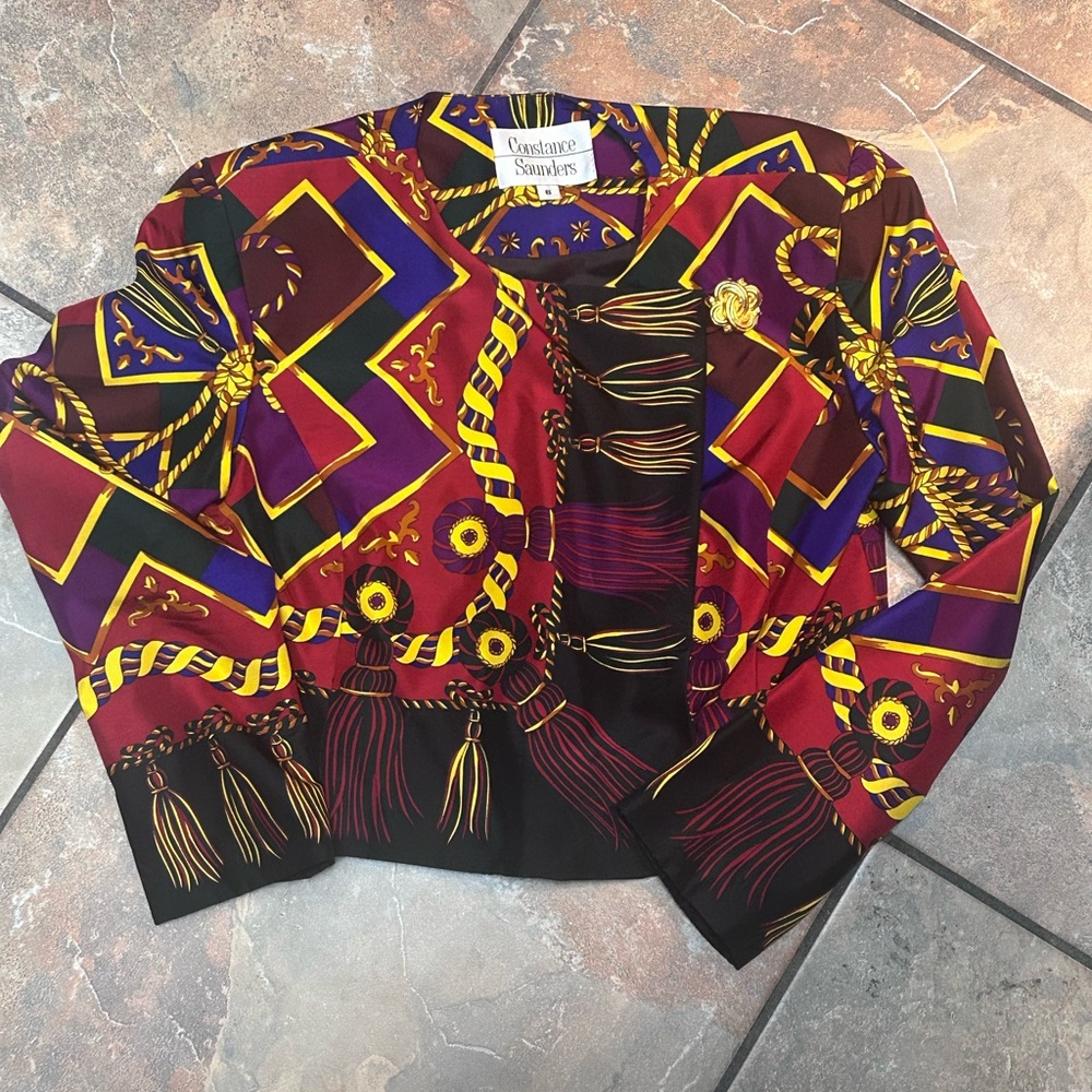 Vintage Constance Saunders biker Bold Patterned Jacket